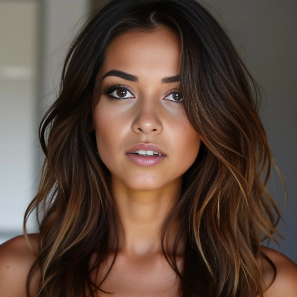 slim thick with brunette hair and light green eyes