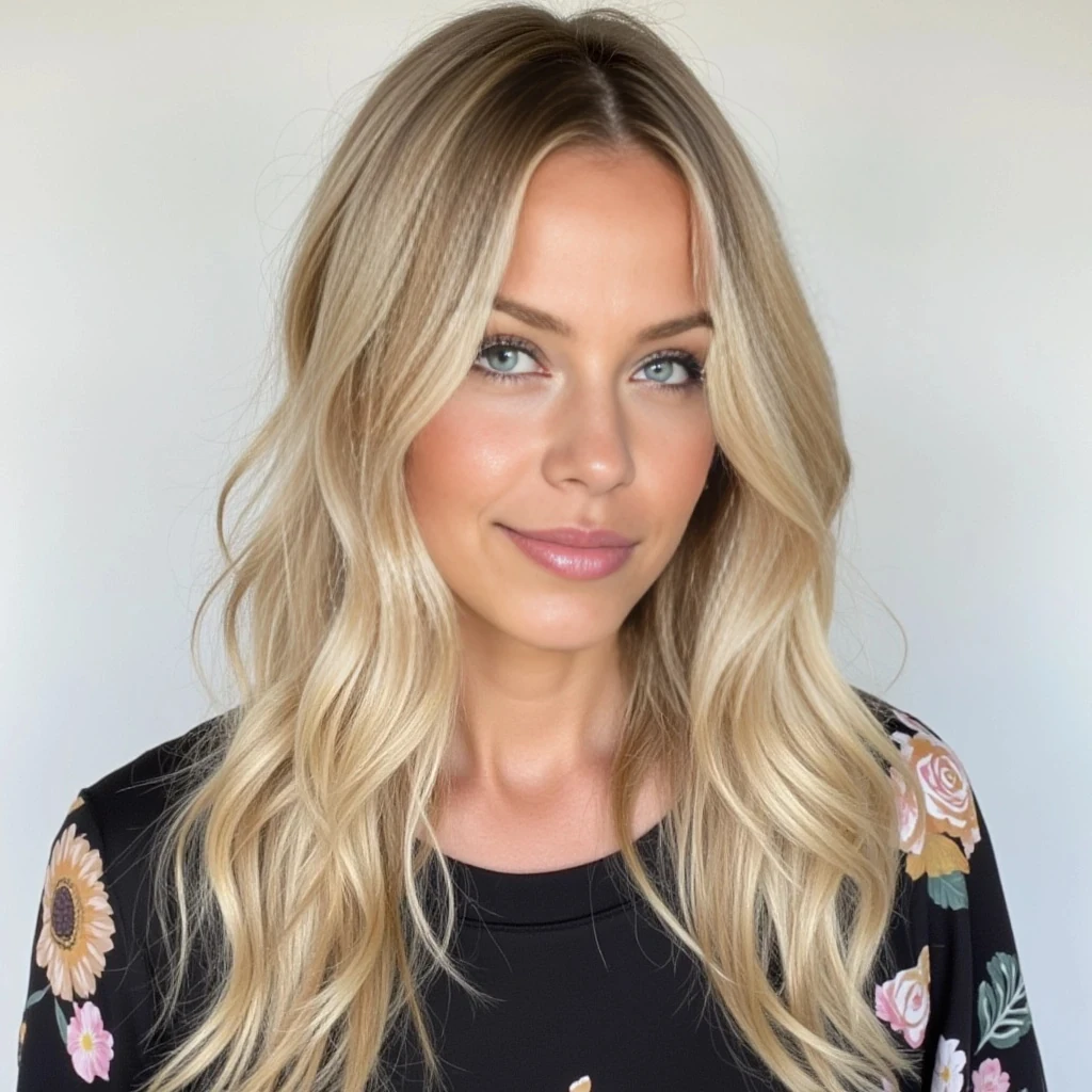 Slim, toned, blonde hair 