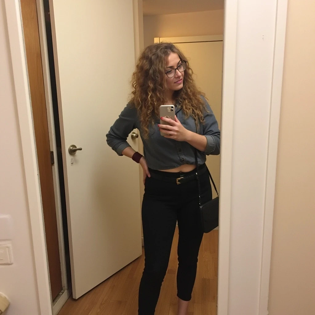 boring low quality snapchat photo circa 2015, cute woman, full outfit