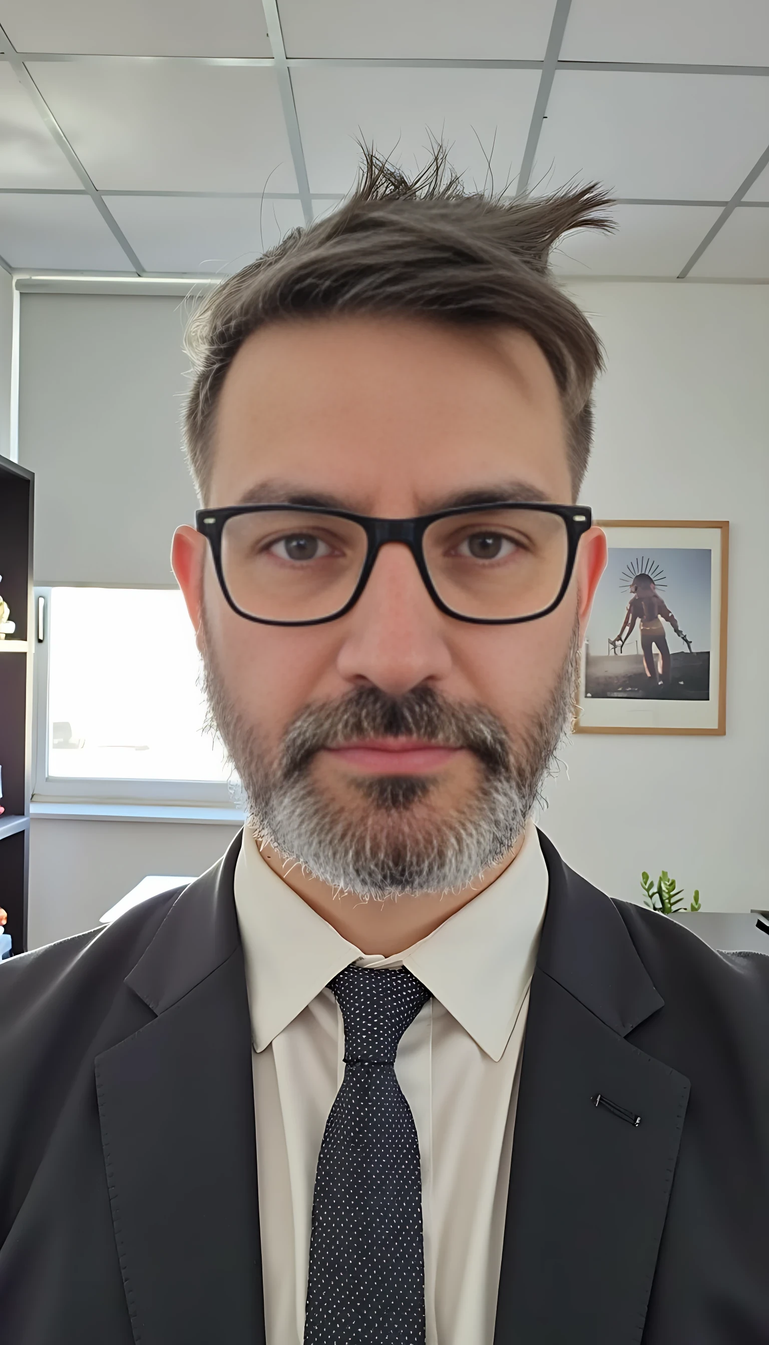 The face is identical to the one in the first seed 8032903. Full body image, FULL BODY IMAGE MOTHER FUCKER. wearing a modern and expensive fashion outfit. He is wearing a suit and modern Ray-Ban reading glasses. Slim but muscular build. He is facing the camera directly, as if posing for a LinkedIn profile picture. He looks like a CEO of a huge corporation. His forehead is not that large.