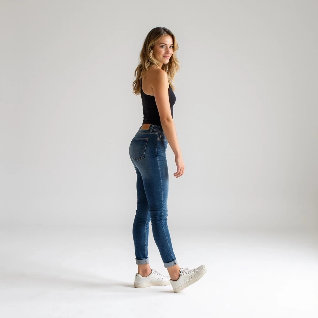 She has a naturally graceful, athletic build—slim but not fragile, with a quiet confidence in the way she moves. Standing around 5'6", her posture is relaxed yet upright, giving off an air of calm attentiveness. Her shoulders are softly defined, tapering into long arms and elegant hands that are expressive when she talks. Her waist is gently curved, with a fit, balanced silhouette that reflects someone who enjoys staying active without obsessing over it. Long legs carry her with an easy stride, and there’s a grounded energy in her stance, like someone who feels comfortable in her own skin. Whether she’s in jeans and sneakers or something more styled, she wears everything like it was made for her—effortlessly put-together but never trying too hard.
