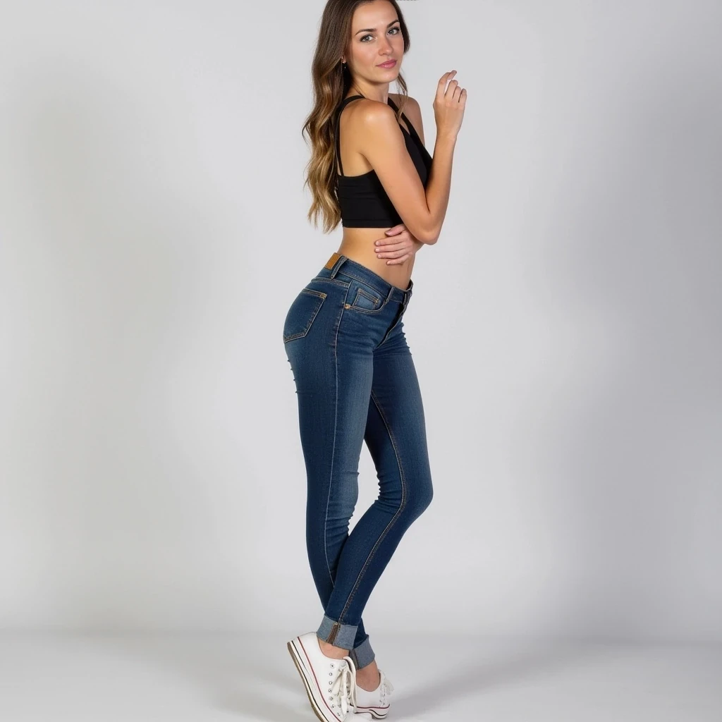 She has a naturally graceful, athletic build—slim but not fragile, with a quiet confidence in the way she moves. Standing around 5'6", her posture is relaxed yet upright, giving off an air of calm attentiveness. Her shoulders are softly defined, tapering into long arms and elegant hands that are expressive when she talks. Her waist is gently curved, with a fit, balanced silhouette that reflects someone who enjoys staying active without obsessing over it. Long legs carry her with an easy stride, and there’s a grounded energy in her stance, like someone who feels comfortable in her own skin. Whether she’s in jeans and sneakers or something more styled, she wears everything like it was made for her—effortlessly put-together but never trying too hard.