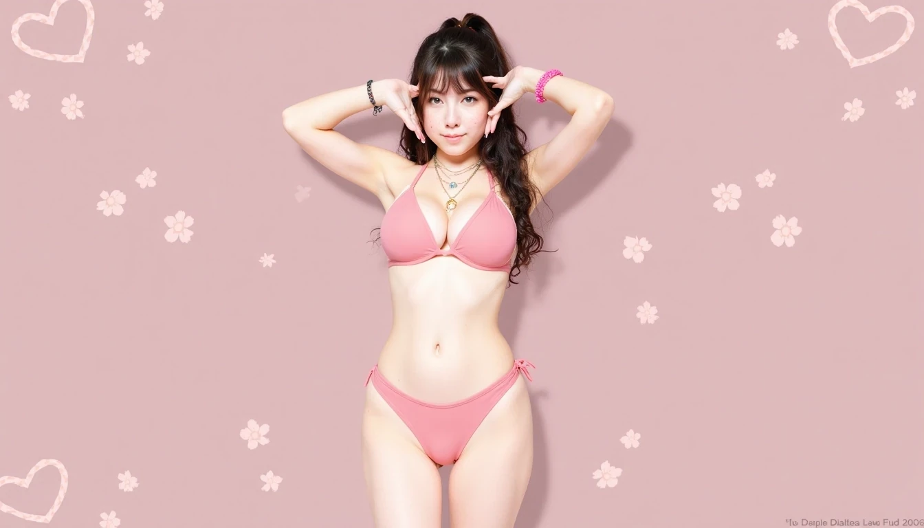 CSTMDL as an anime girl,anime girl ,anime girl, hentai girl,full body pics,big boobs, body like a pornstar, low cut hot pink bikini,