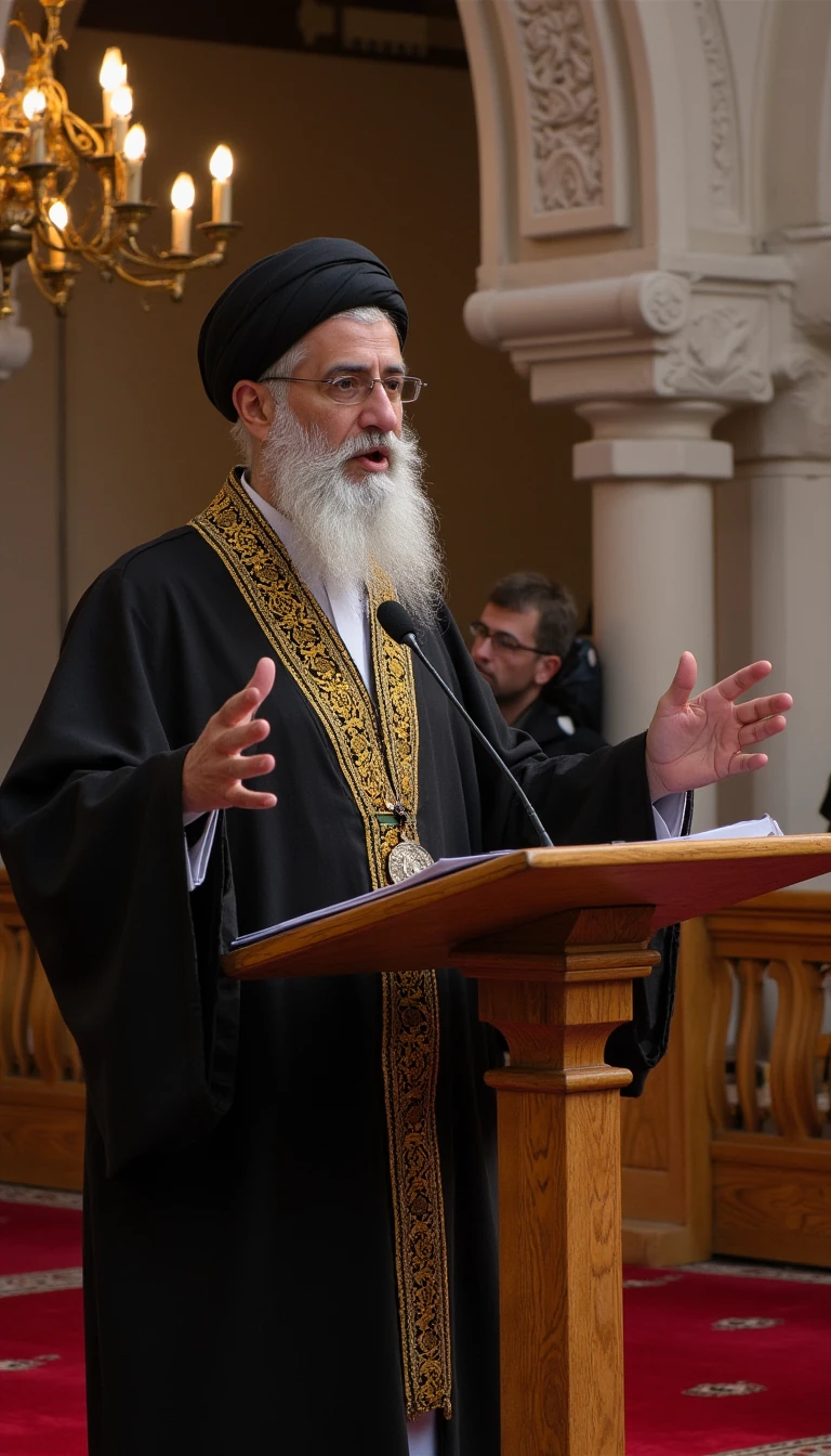 Sheikh religious figure preaching in mosque