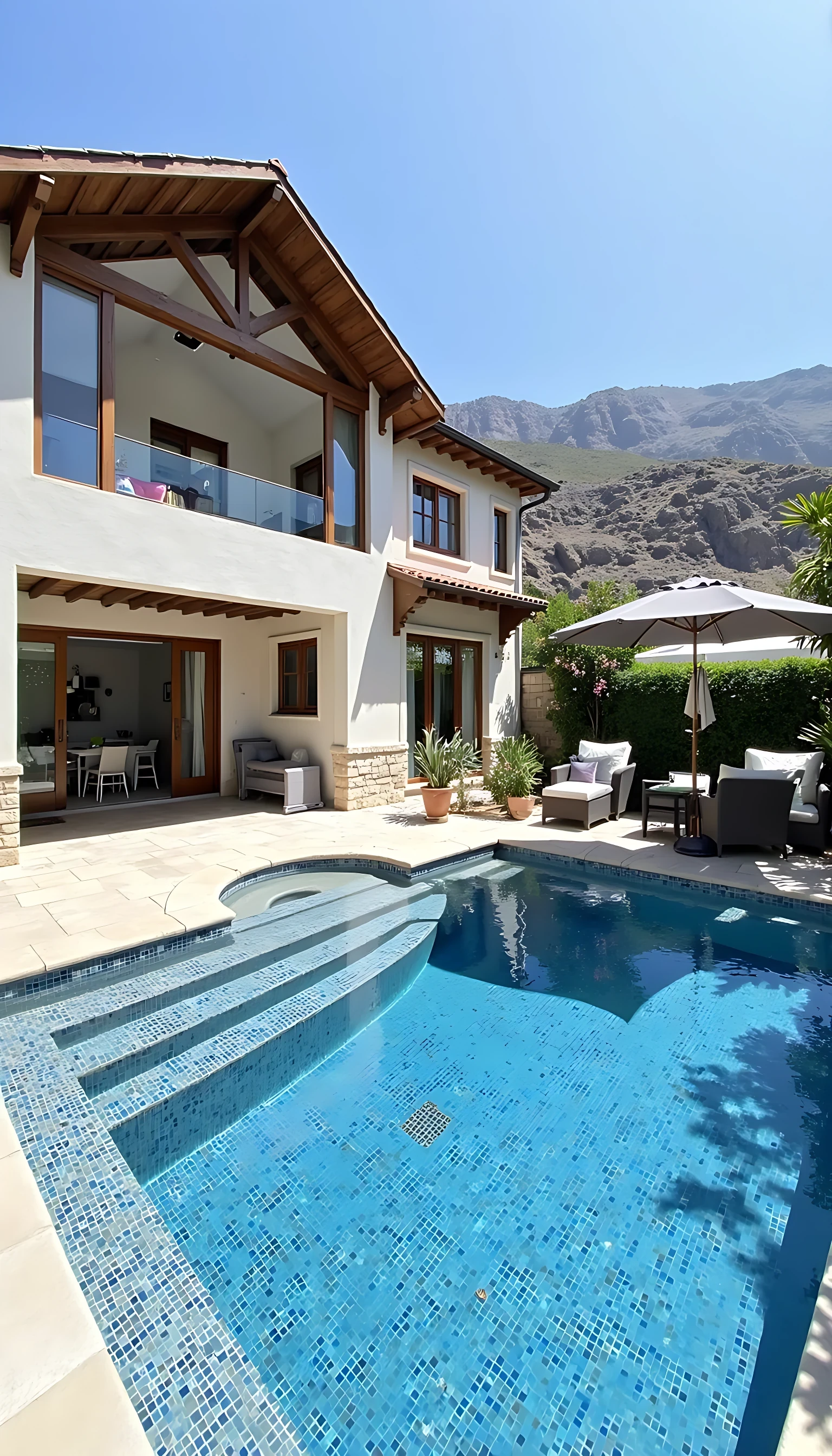 a picture of a mansion with pool
