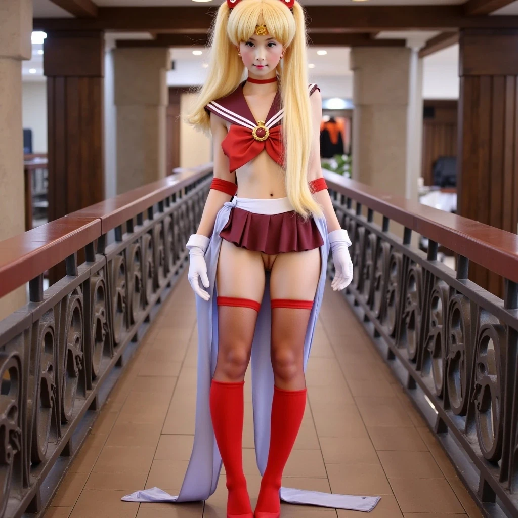 Tall long legs and big boobs and skinny body cosplaying as sailor moon